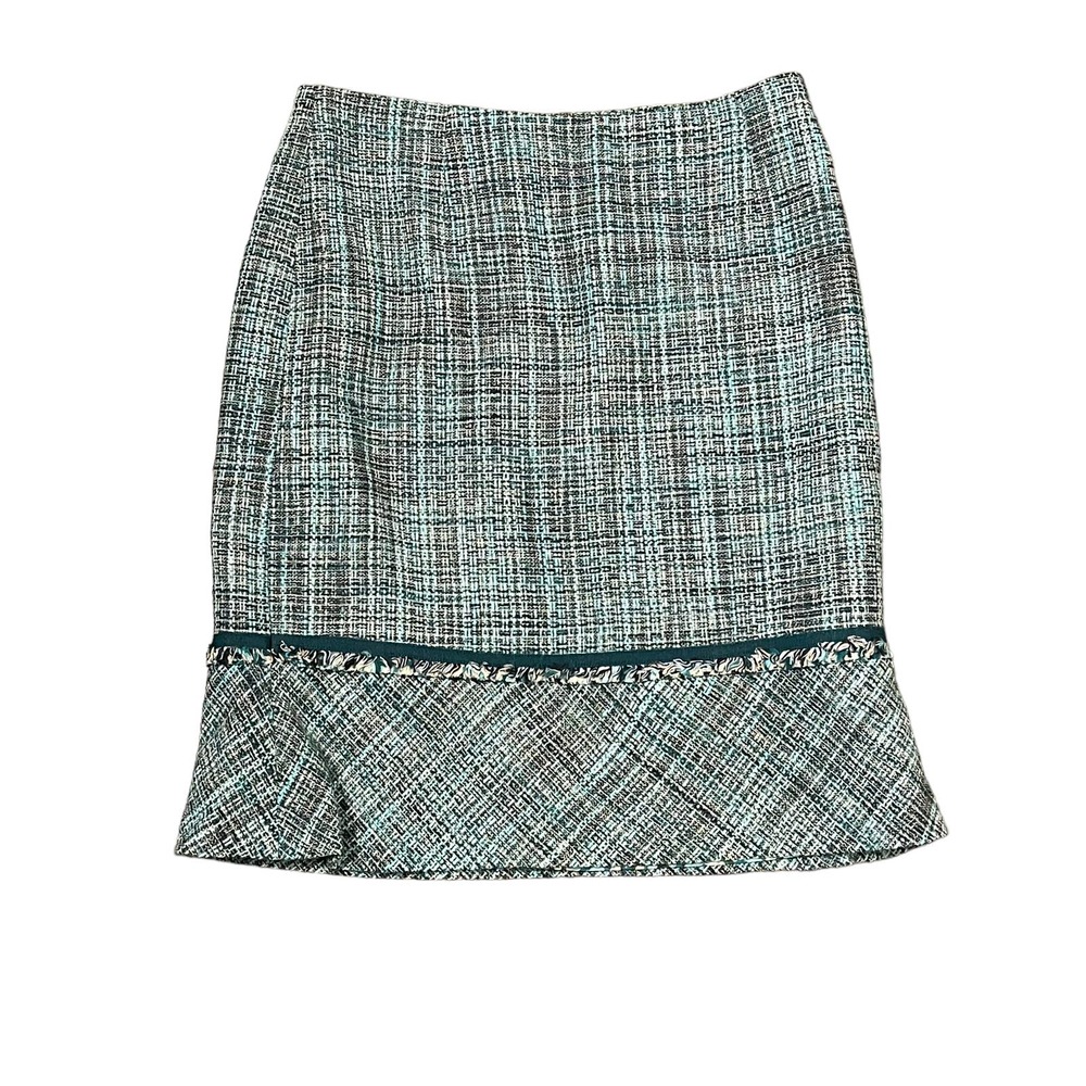 Liz Claiborne Pencil Skirt Size 4 Blue Green Lined Womens Acrylic Cotton 29X21‎